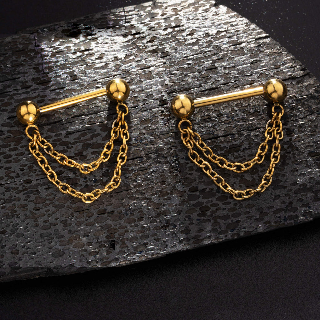 Threadless Double Chain Nipple Ring