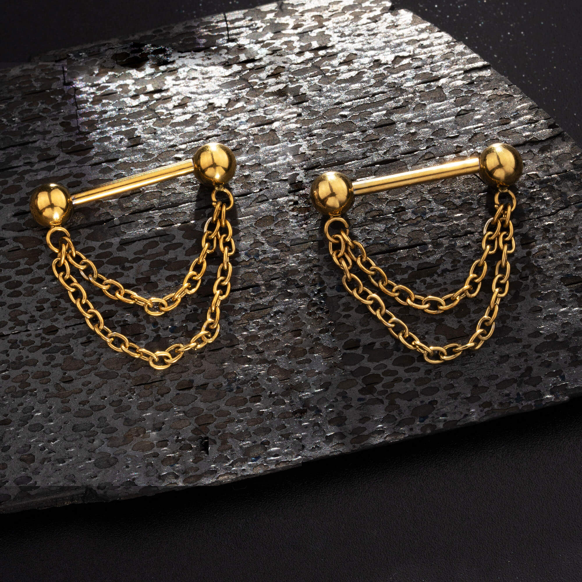 Threadless Double Chain Nipple Ring