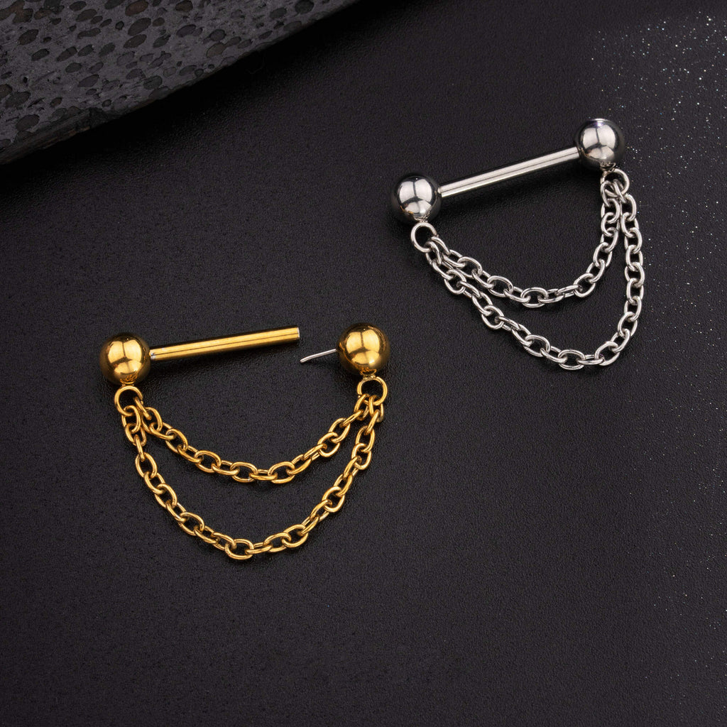 Threadless Double Chain Nipple Ring