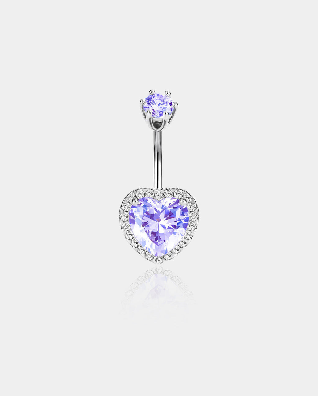 Purple Heart CZ Belly Ring
