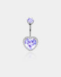 Purple Heart CZ Belly Ring