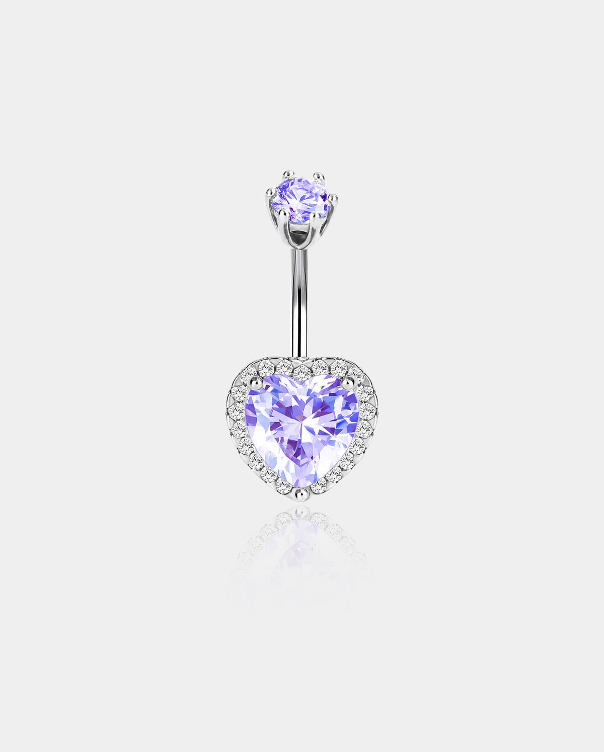 Purple Heart CZ Belly Ring