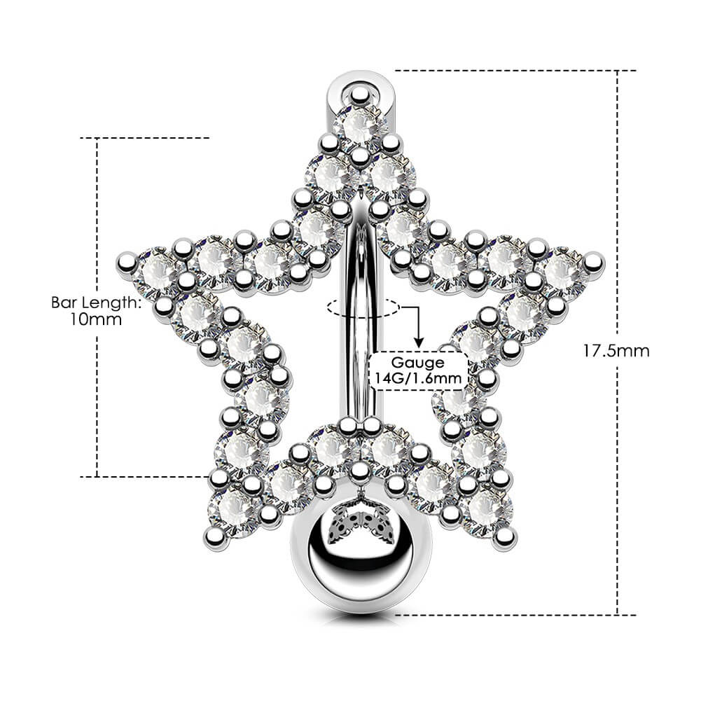 Star-Shaped CZ Reverse Dangle Belly Ring