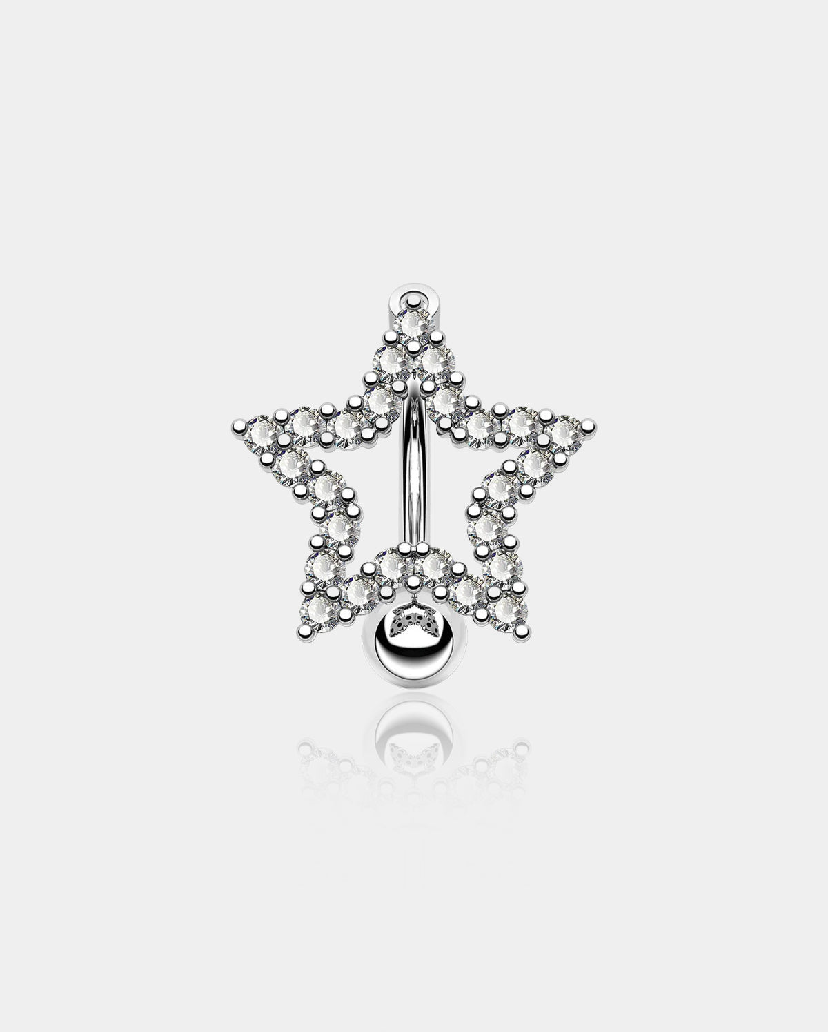 Star-Shaped CZ Reverse Dangle Belly Ring