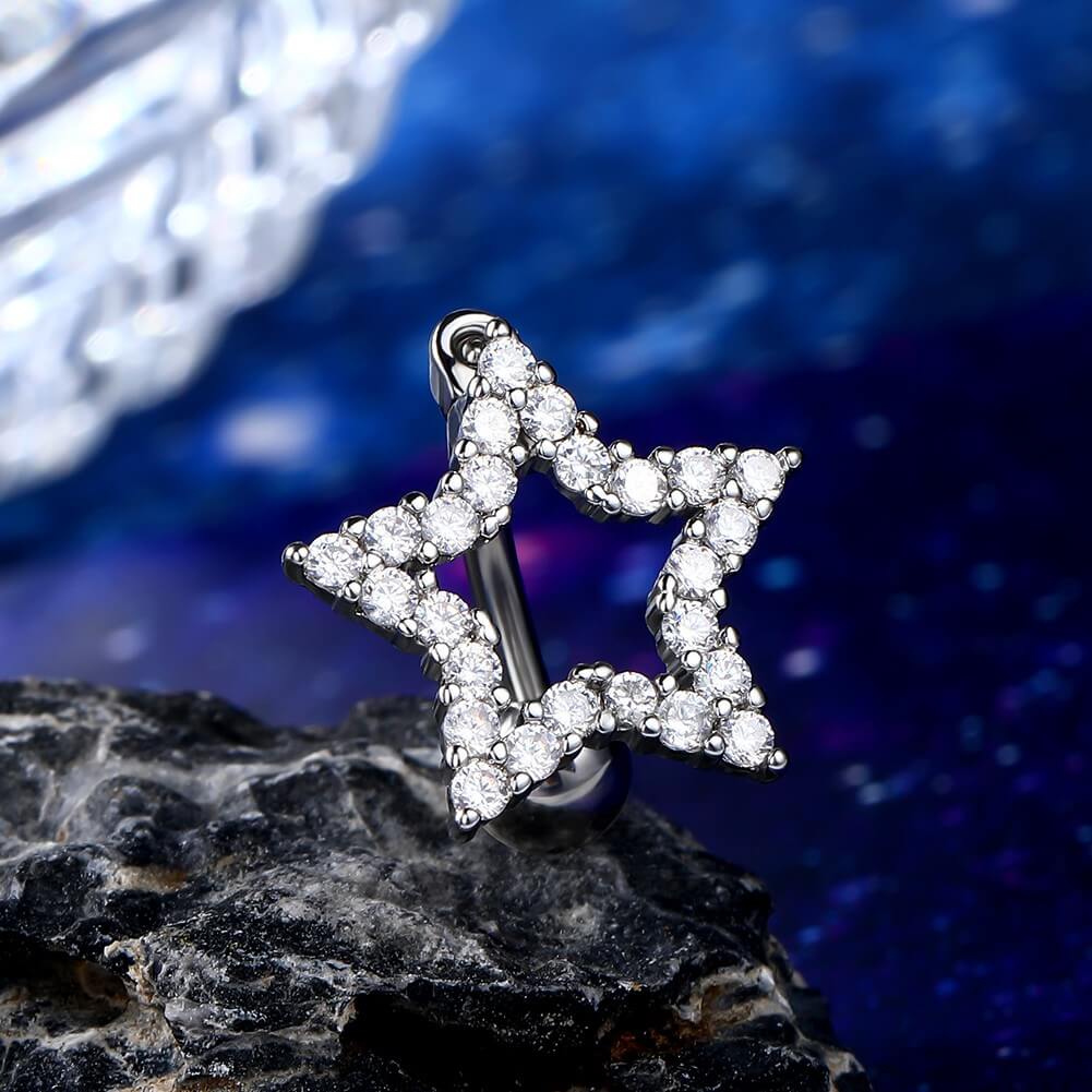 Star-Shaped CZ Reverse Dangle Belly Ring