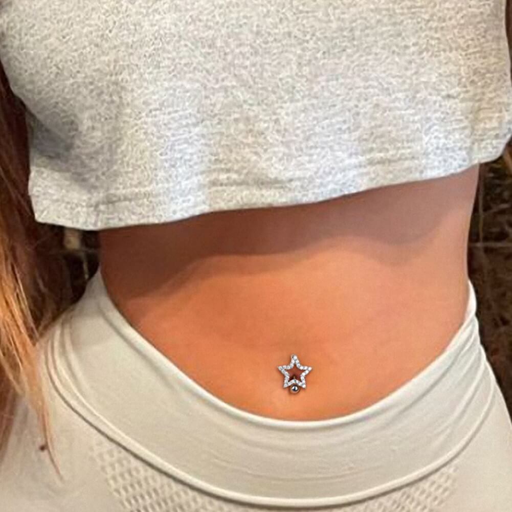Star-Shaped CZ Reverse Dangle Belly Ring