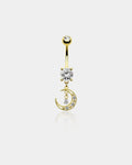 Moon CZ Dangle Belly Ring