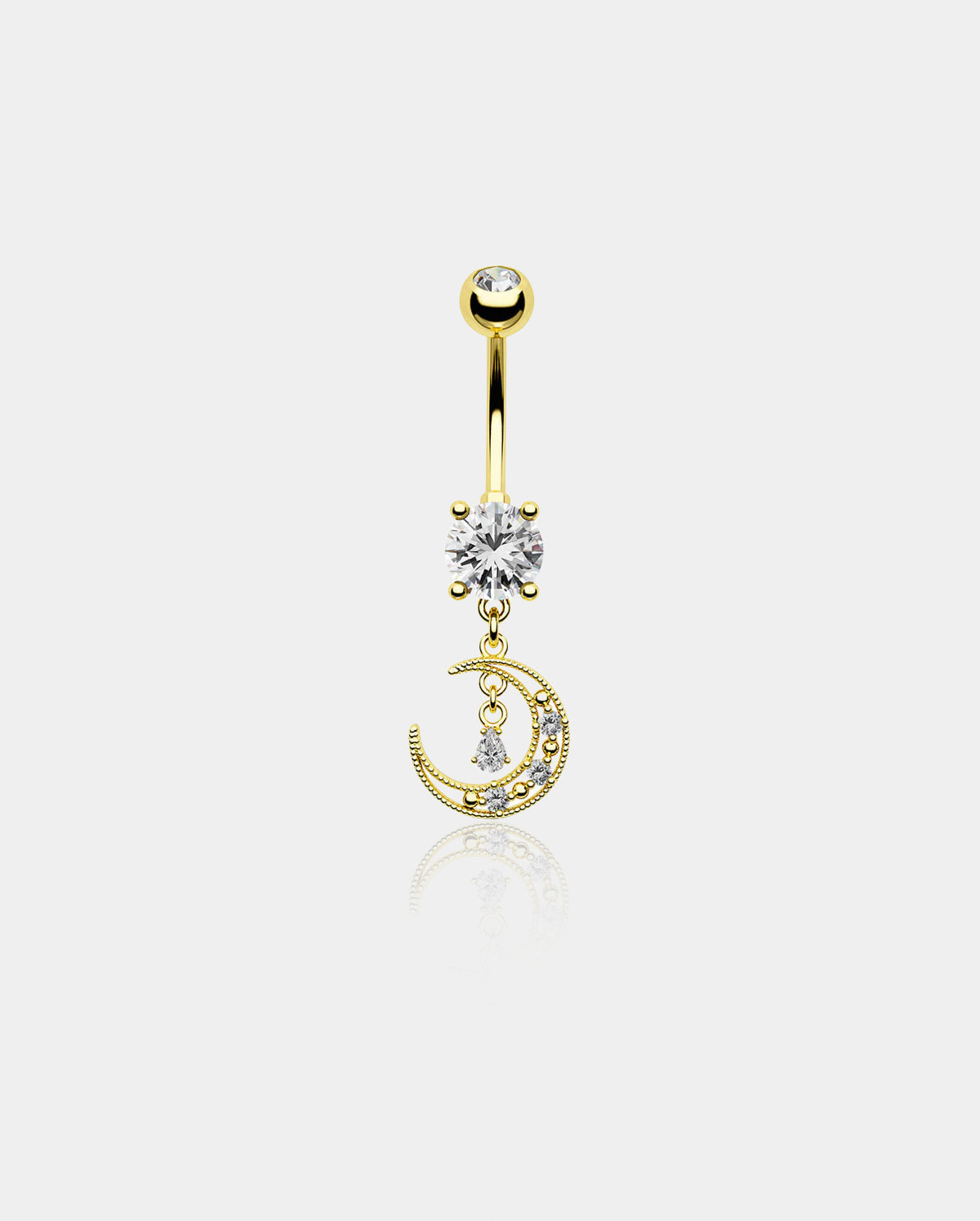 Moon CZ Dangle Belly Ring