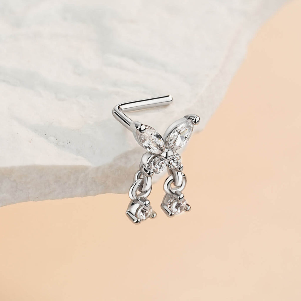 Butterfly CZ Dangle Nose Stud