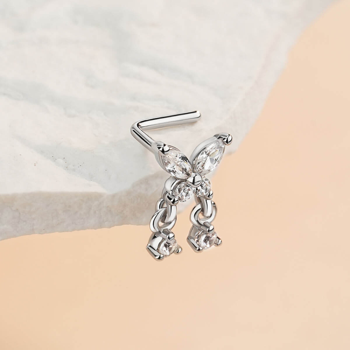 Butterfly CZ Dangle Nose Stud