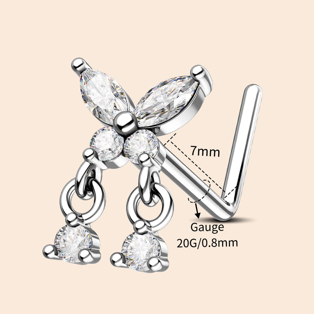 Butterfly CZ Dangle Nose Stud
