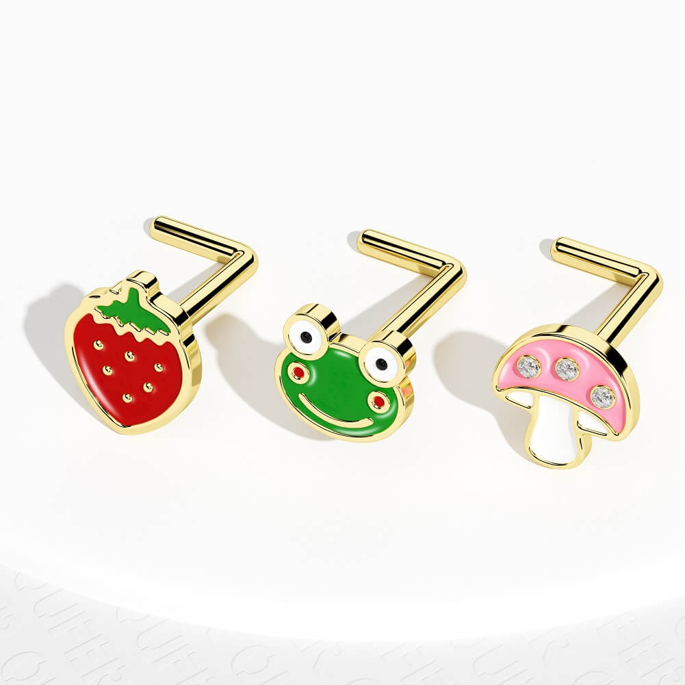 Strawberry/Frog/Mushroom Nose Stud Set