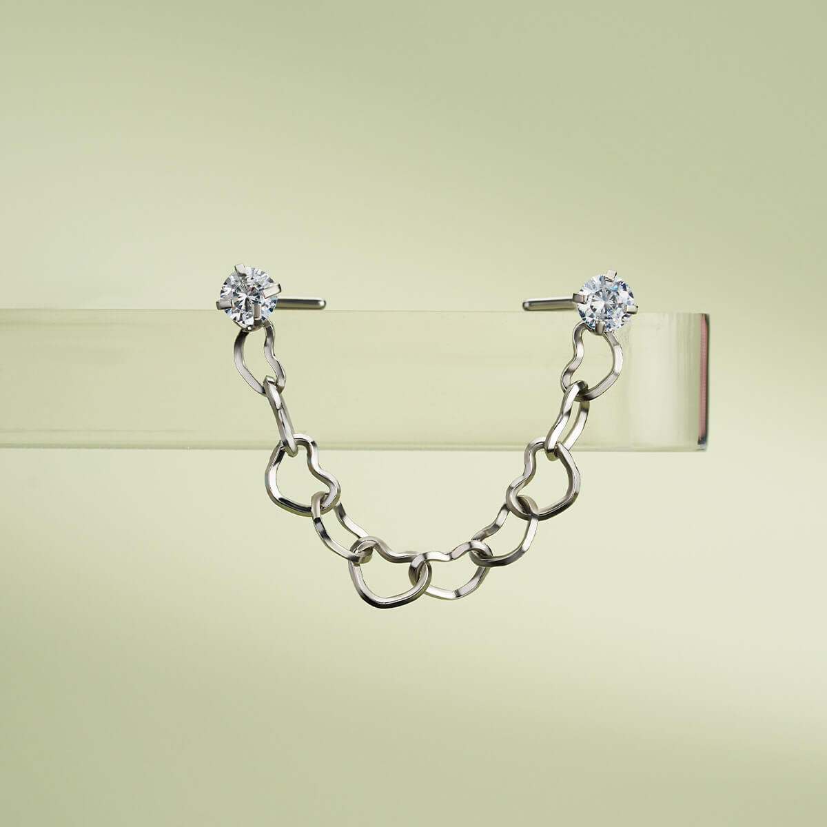CZ Top Heart Shape Nose Piercing Chain