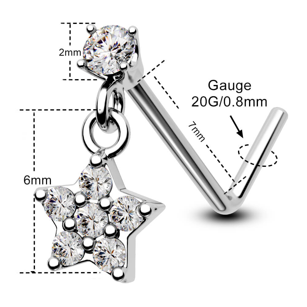 Star Dangle L-Shaped Nose Stud