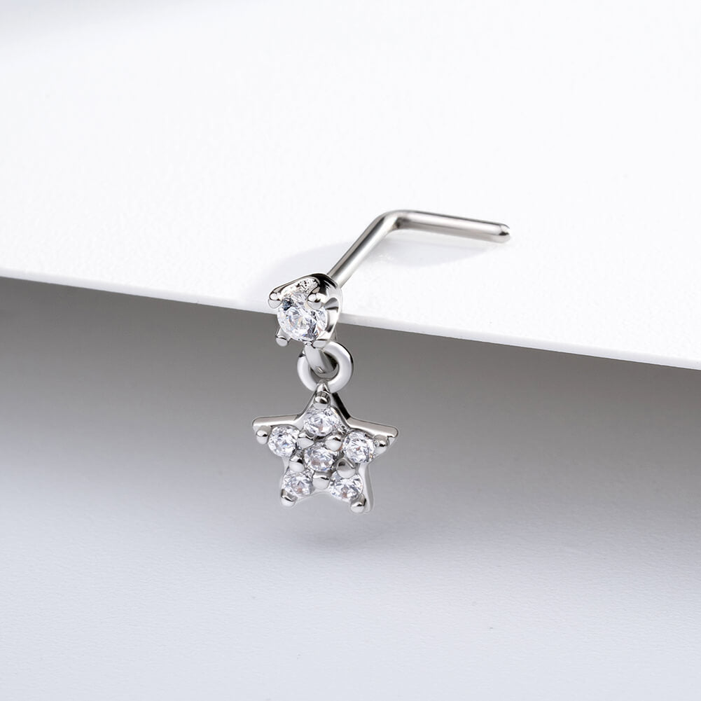 Star Dangle L-Shaped Nose Stud