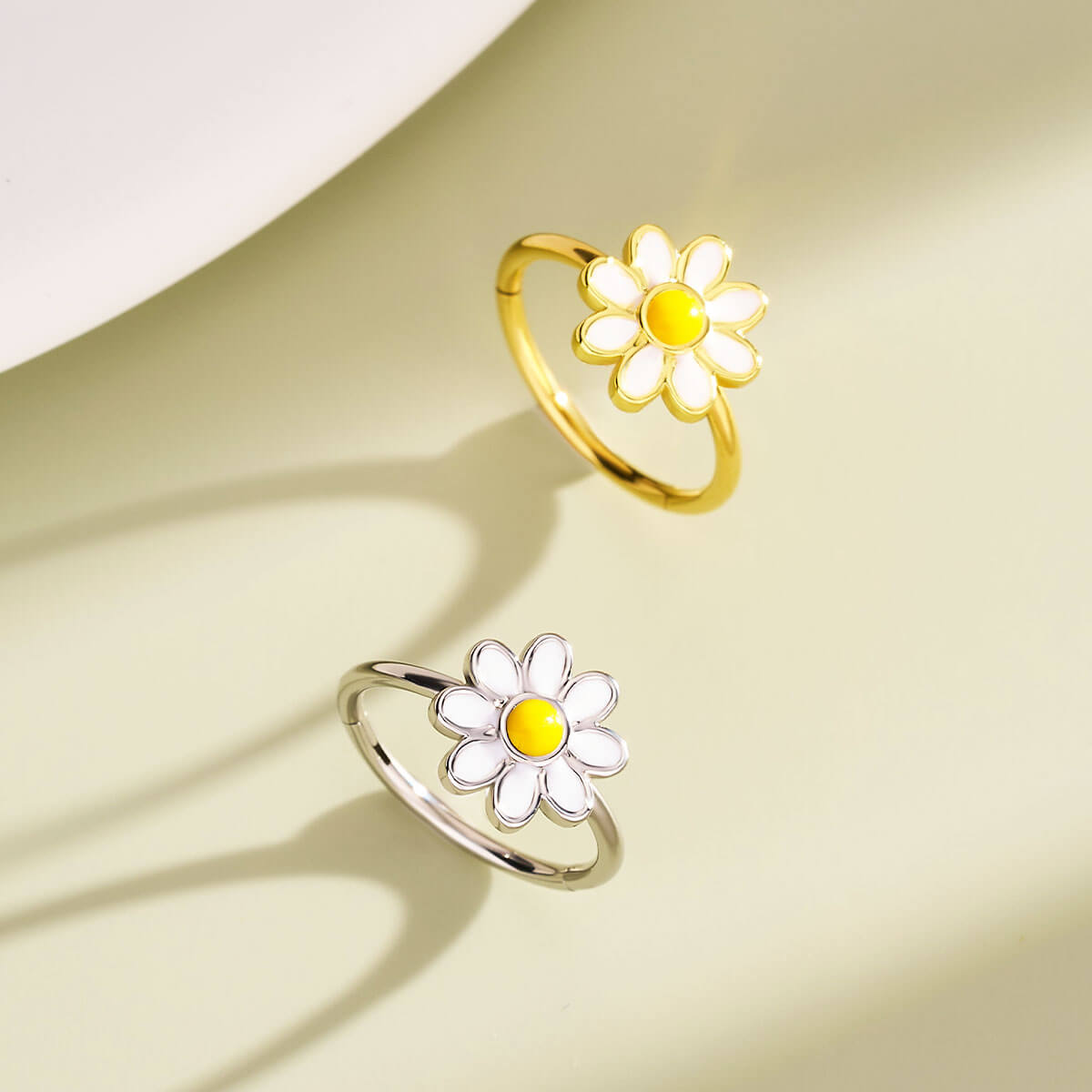 Silver and Gold Daisy Segment Nose Ring