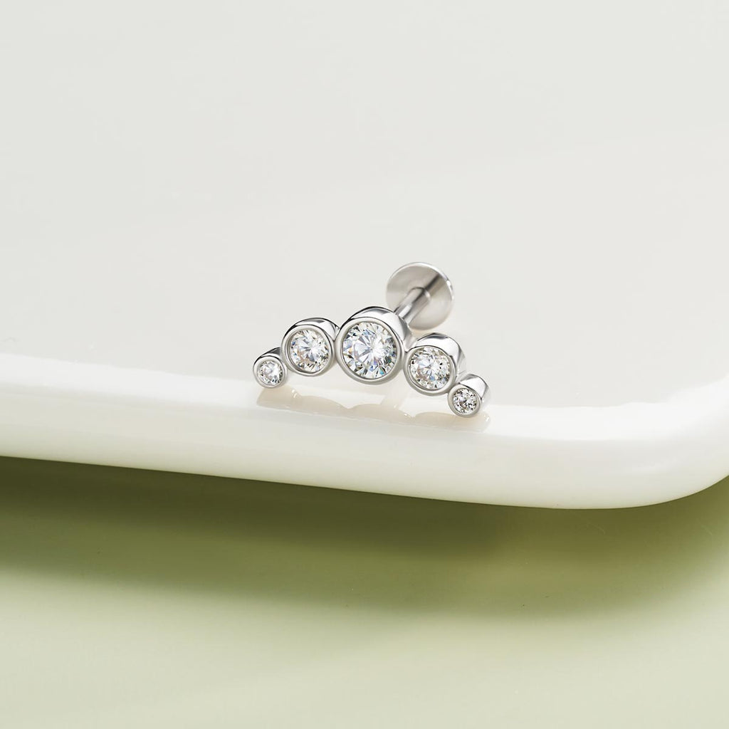 Arc CZ Internally Threaded S925 Helix Stud