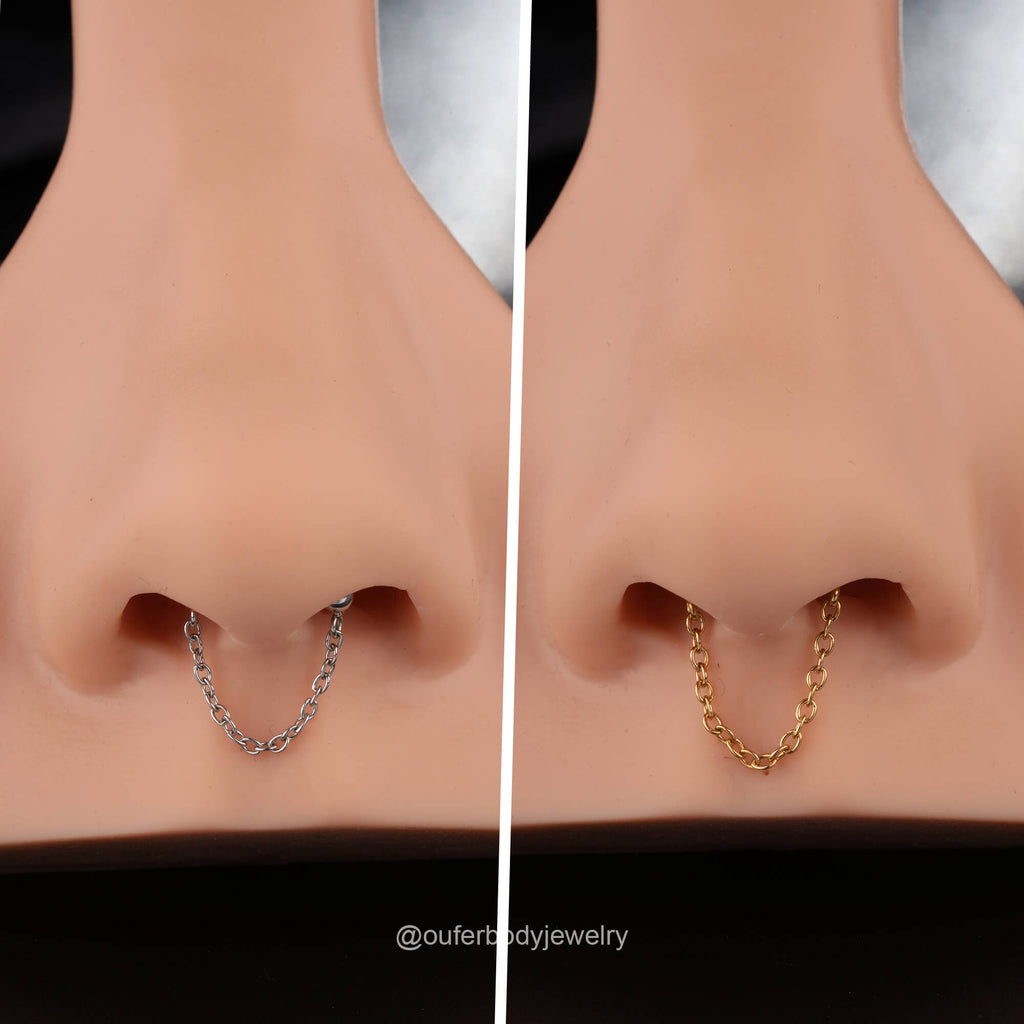 Threadless Push Pin Chain Style Septum Ring