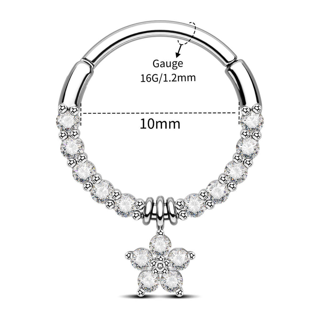 Flower CZ Dangle Daith Septum Ring