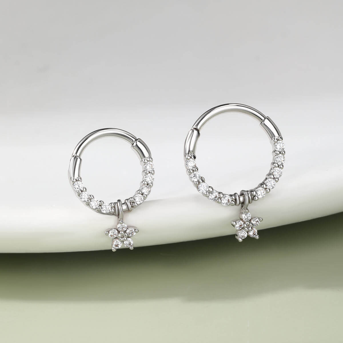 Flower CZ Dangle Daith Septum Ring