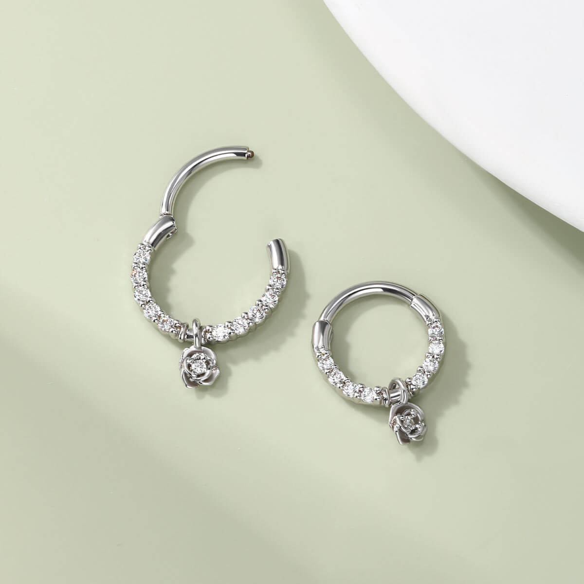 Rose Dangle Hinged Segment Septum Ring