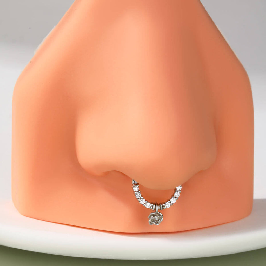 Rose Dangle Hinged Segment Septum Ring