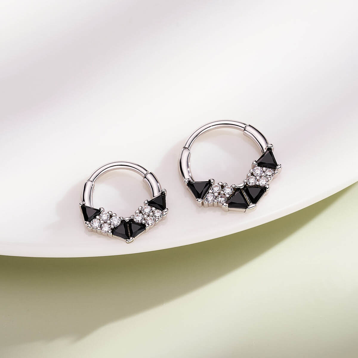 Geometrical Cut Black CZ Daith Septum Ring