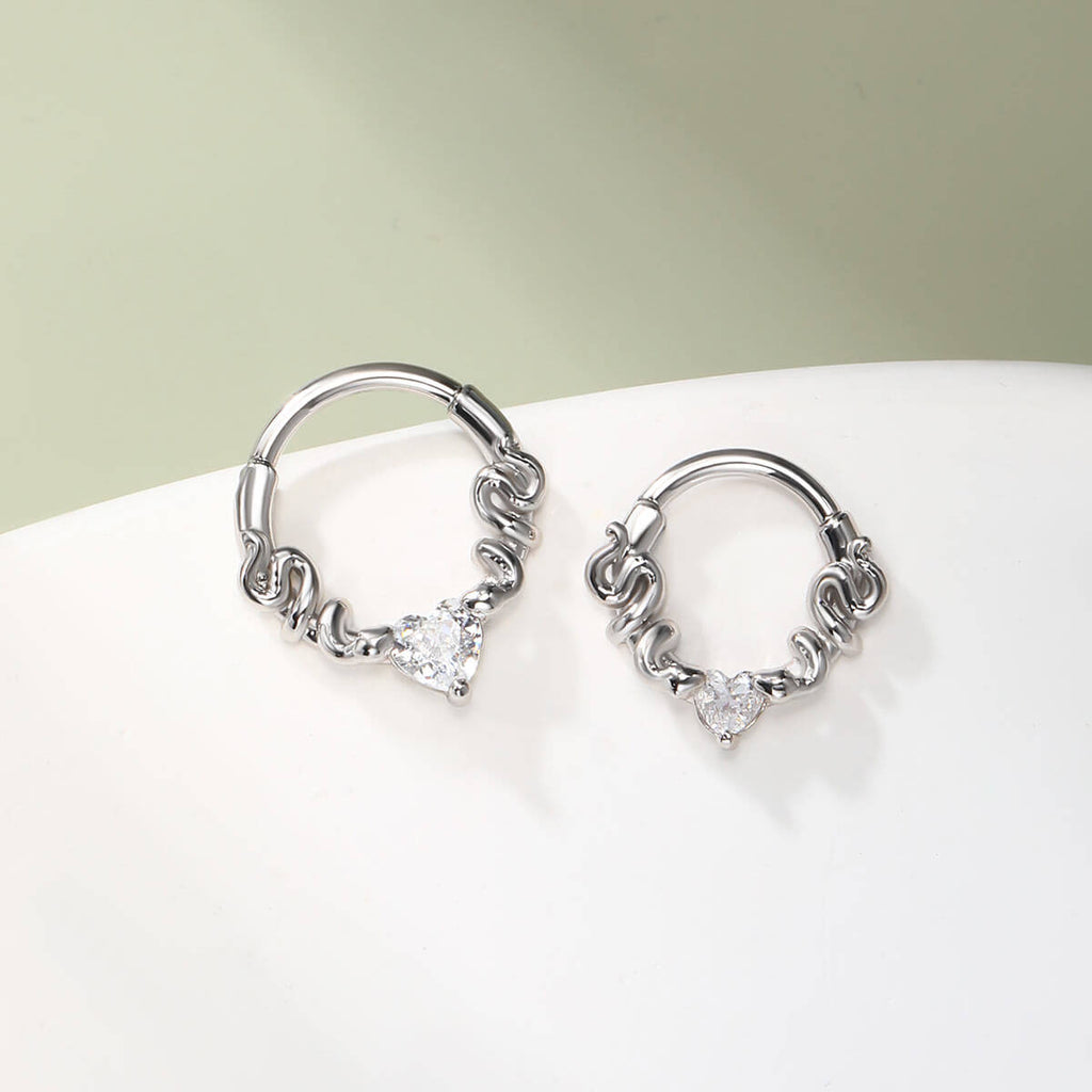 CZ Snake and Heart Segment Septum Ring