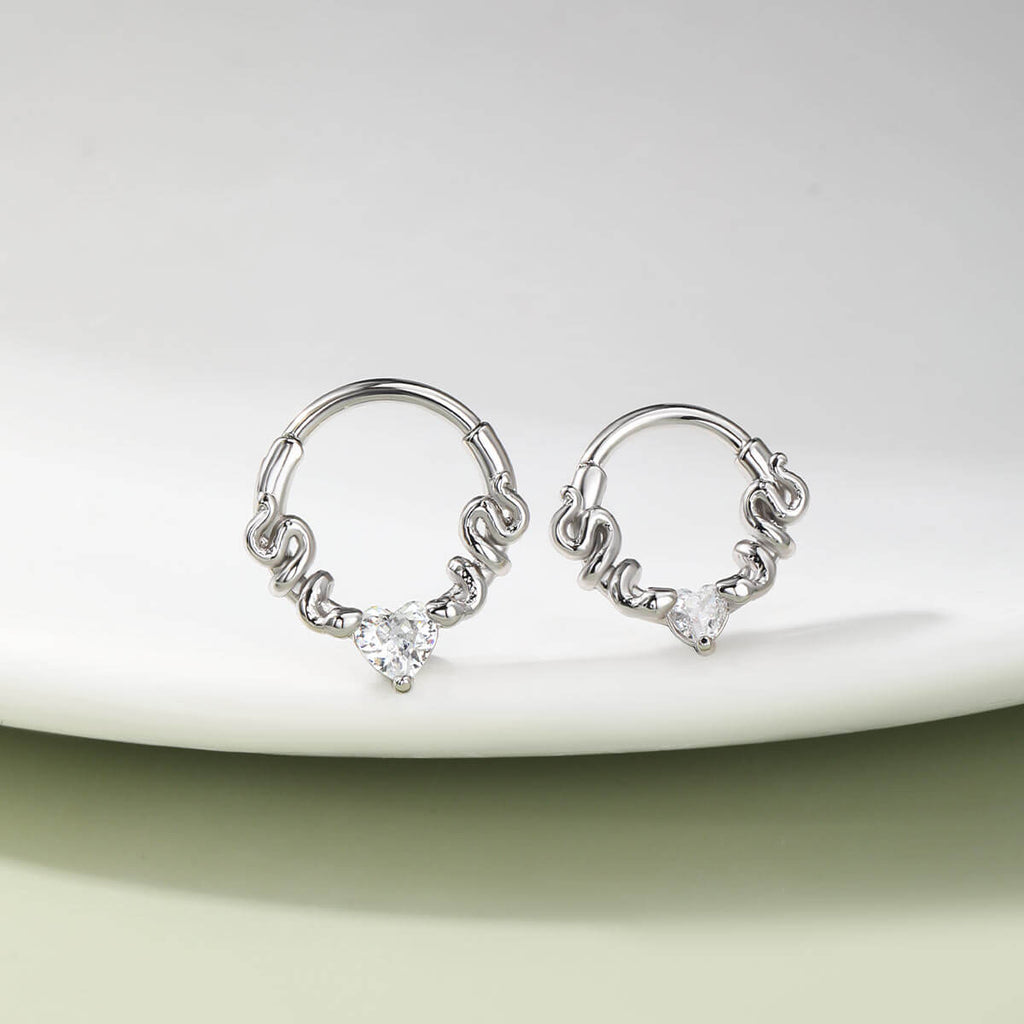 CZ Snake and Heart Segment Septum Ring