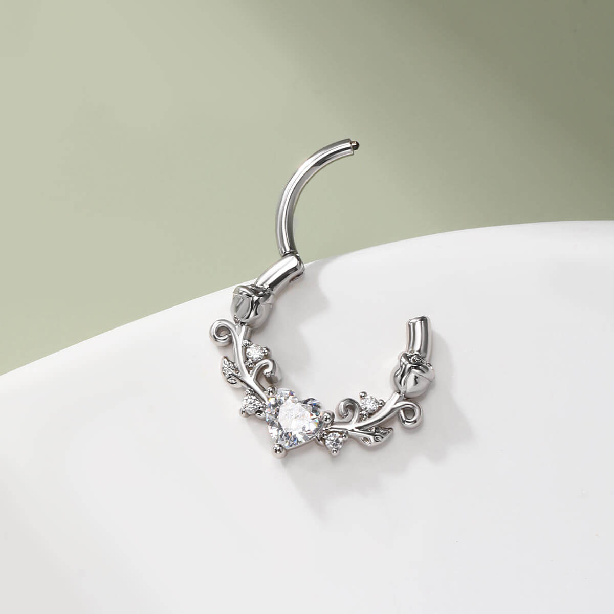 Heart CZ Roses Segment Septum Ring