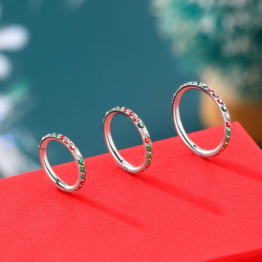18G Christmas Combo Segment Nose Ring