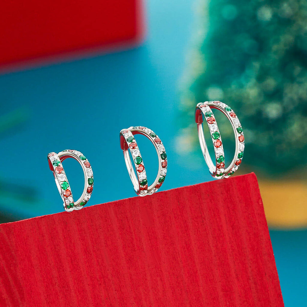 20G Christmas Combo Double Hoop Segment Nose Ring