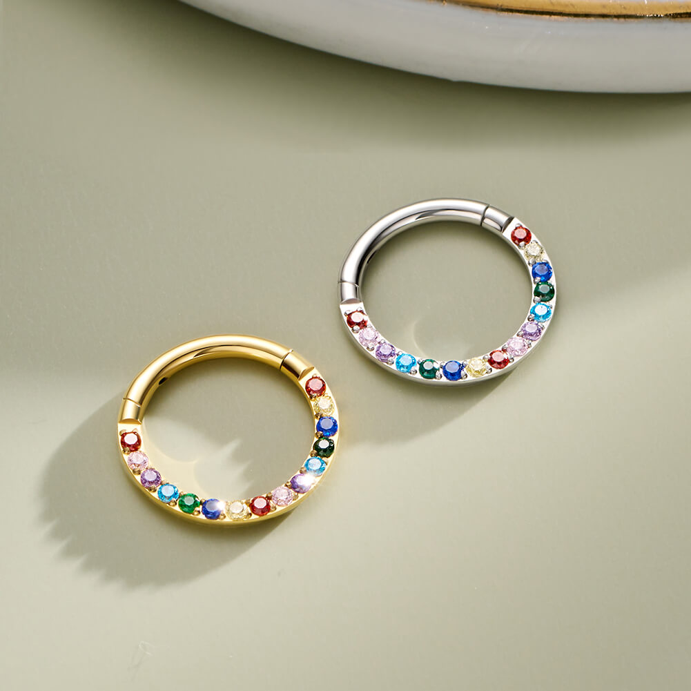 Colorful Front CZ Septum Daith Ring