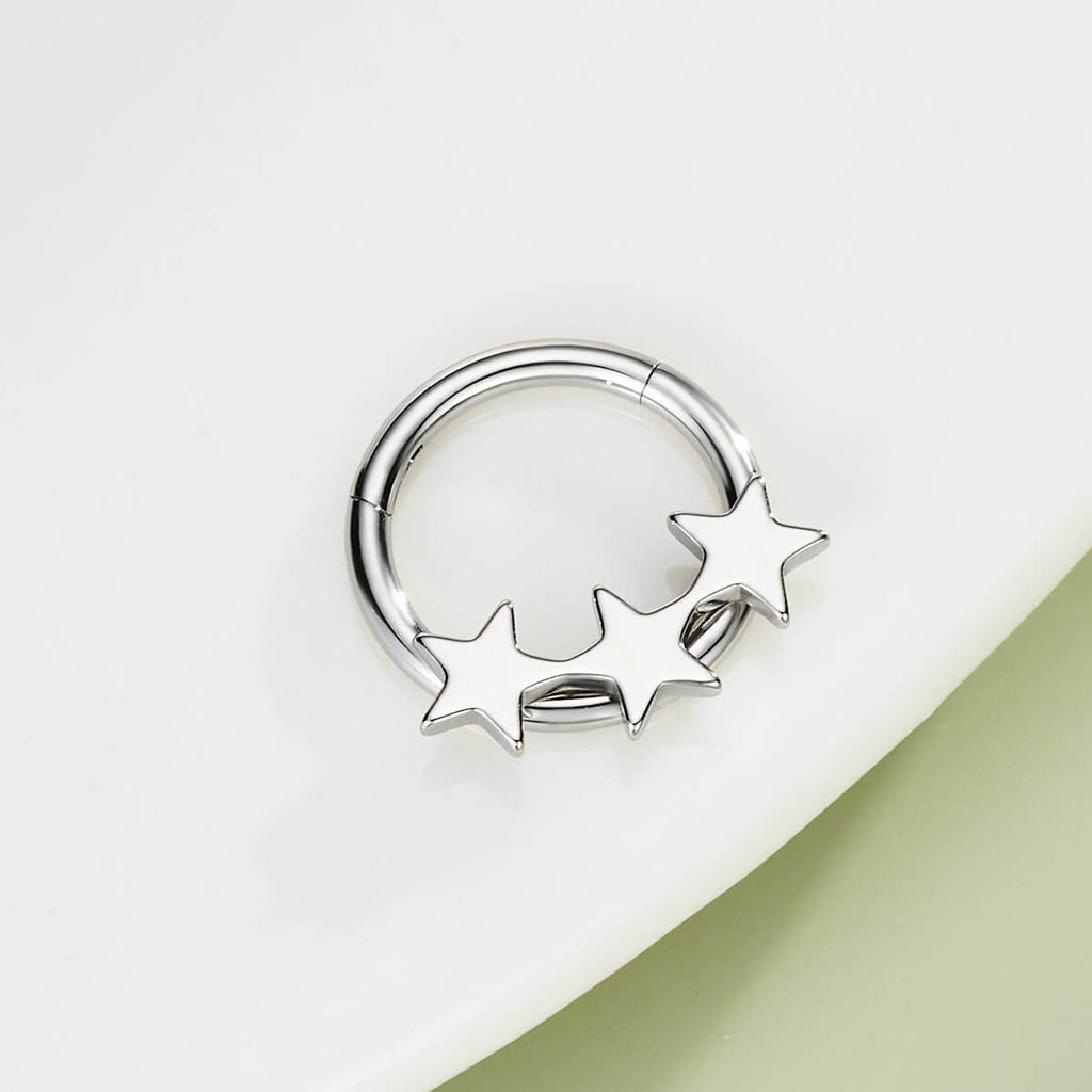 Alligned Triple Star Daith Septum Ring