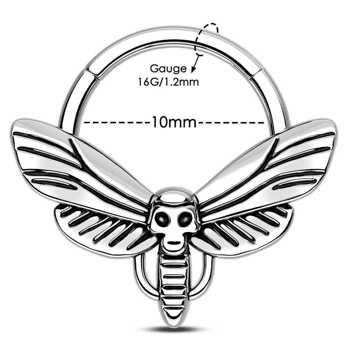 Skull Head Moth Daith Septum Ring