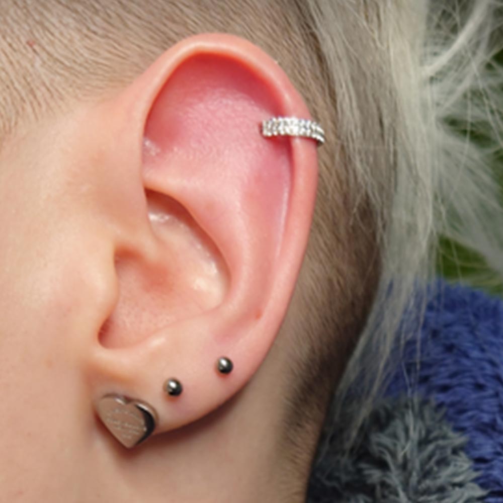 16G CZ Double Hoop Hinged Cartilage Ring
