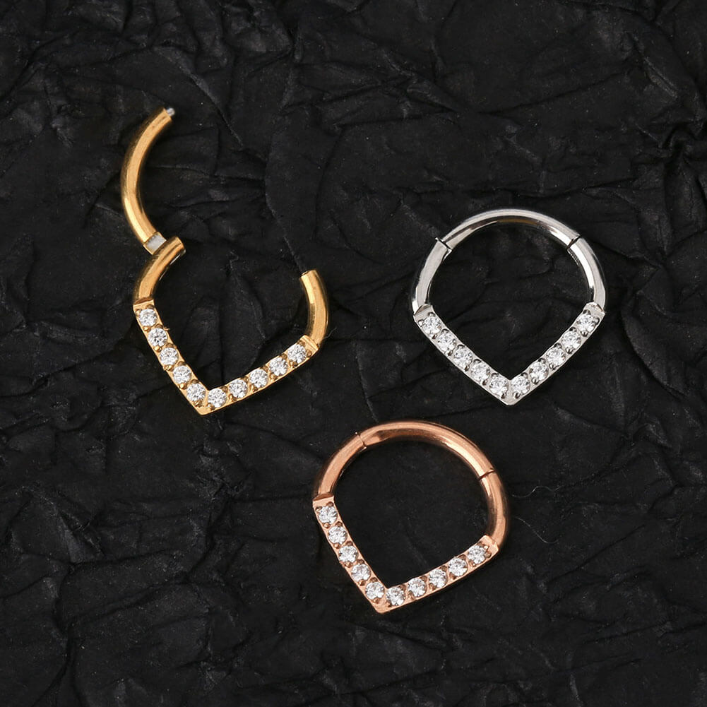 Clear CZ Triangle Septum Ring