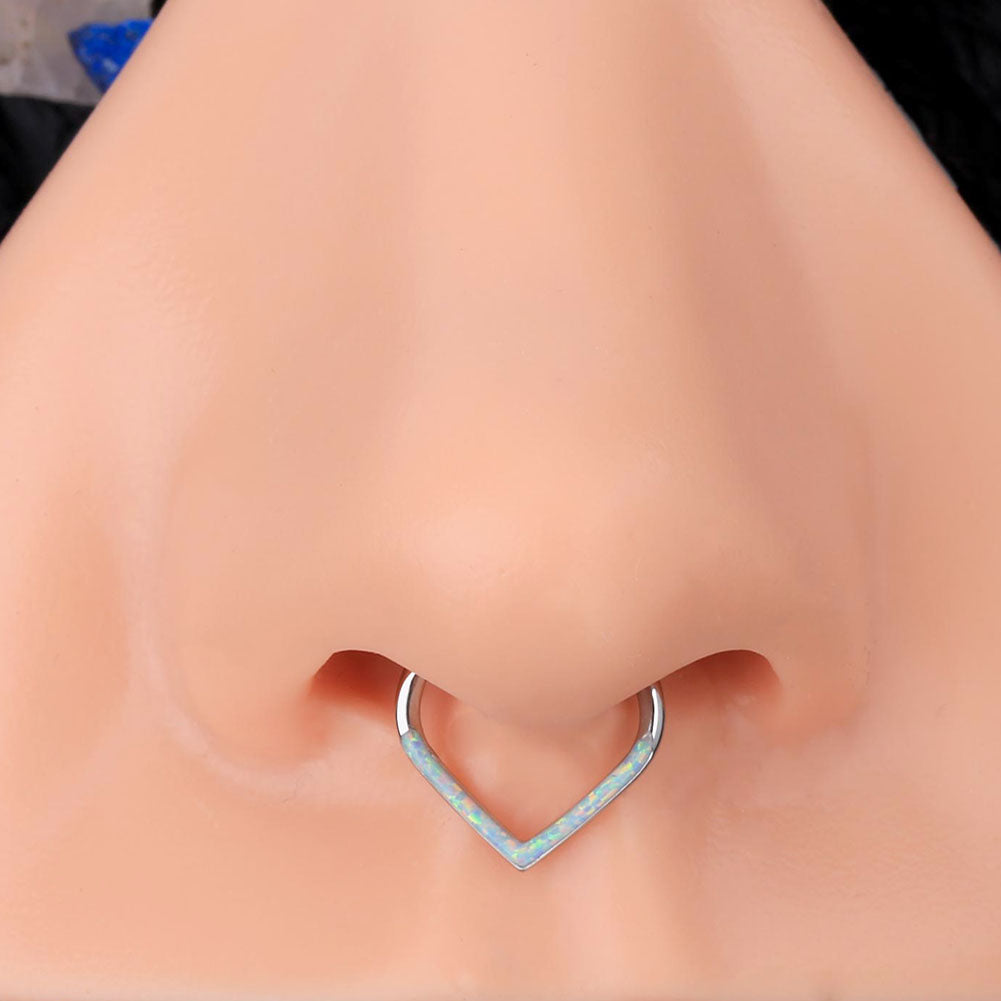 Synthetic Opal Triangle Septum Segment Ring