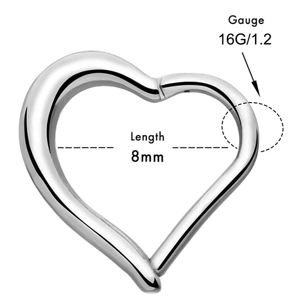 Cartilage Heart Clicker Daith Rook Helix Hoop