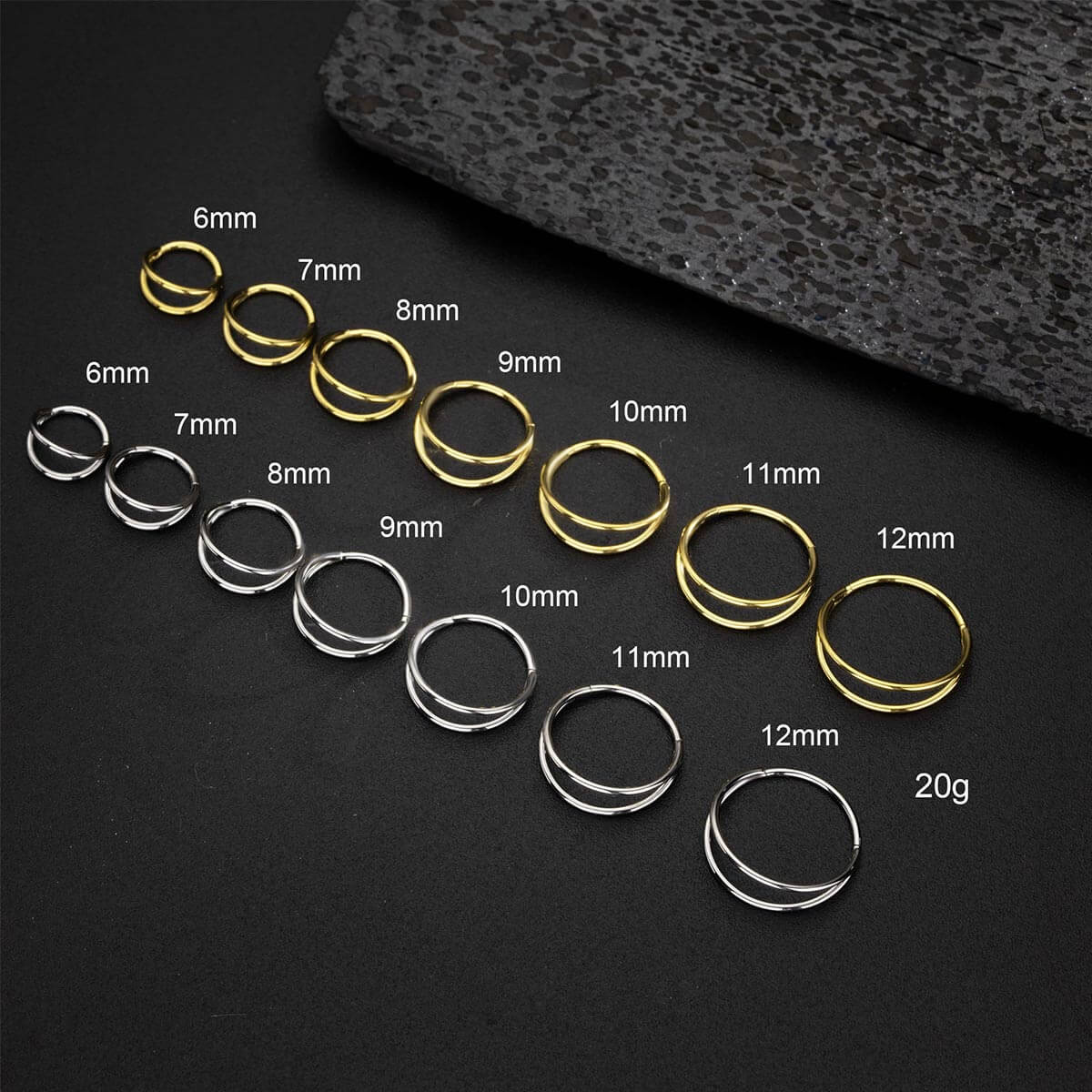 20G Double Hoop Hinged Segment Nose Ring