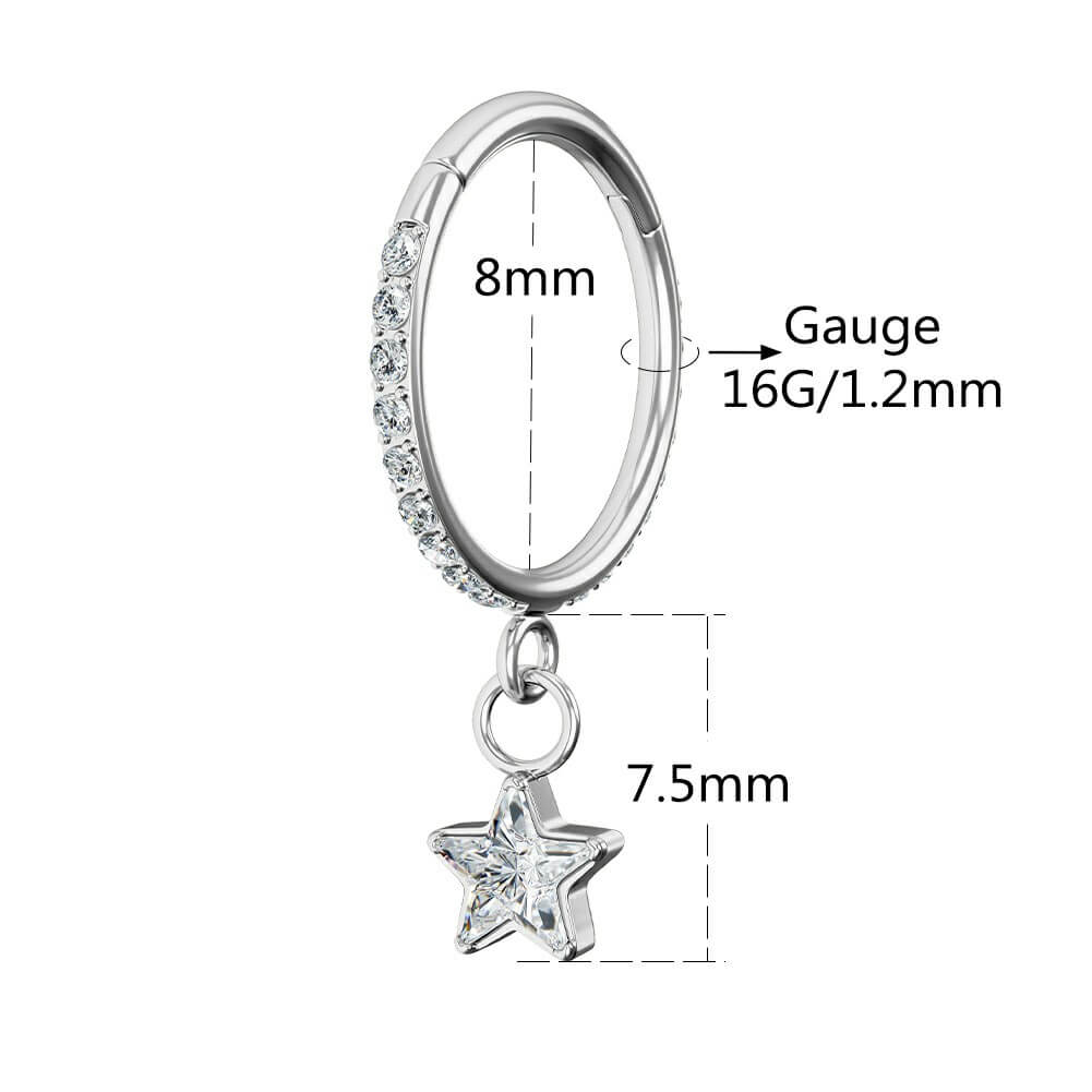 Star Dangle CZ Cartilage Ring