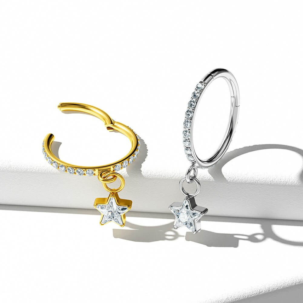 Star Dangle CZ Cartilage Ring