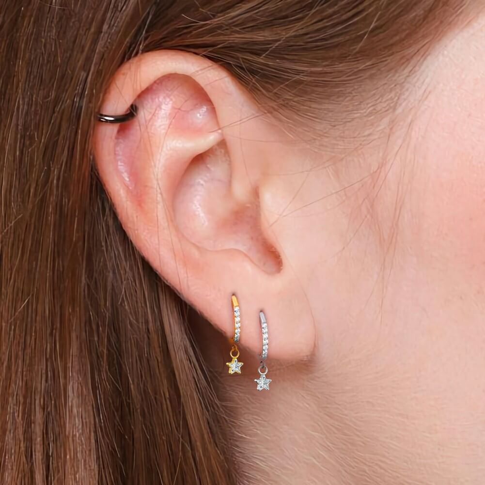 Star Dangle CZ Cartilage Ring