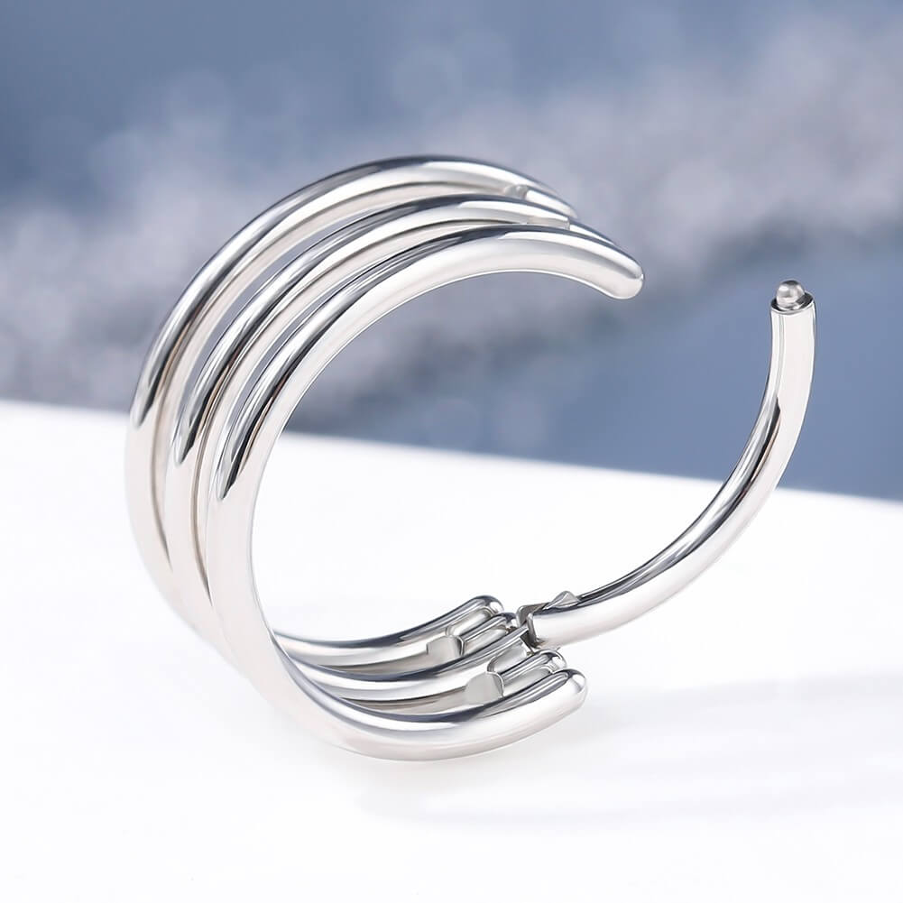 Triple Hoop Hinged Segment Helix Conch Ring