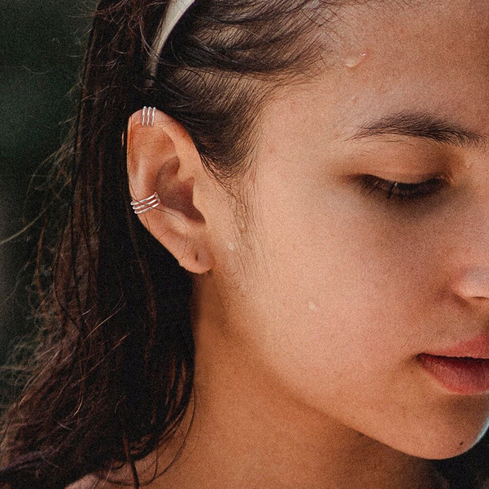 Triple Hoop Hinged Segment Helix Conch Ring
