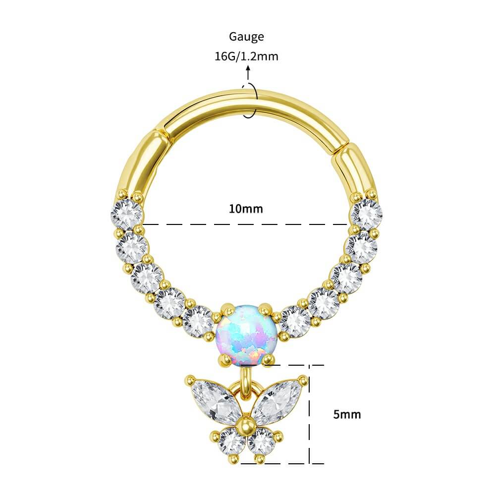 Hanging CZ Butterfly Septum Daith Ring