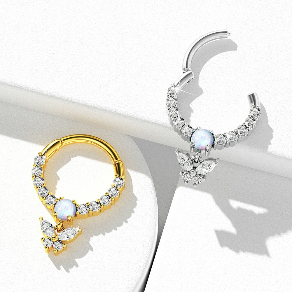 Hanging CZ Butterfly Septum Daith Ring