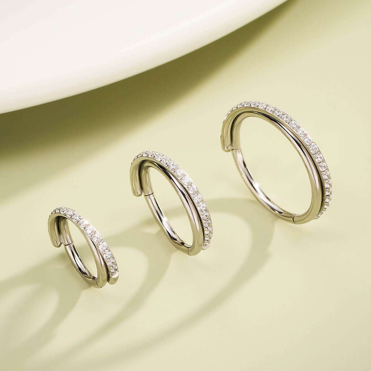 18G Crossed CZ Segment Nose Ring