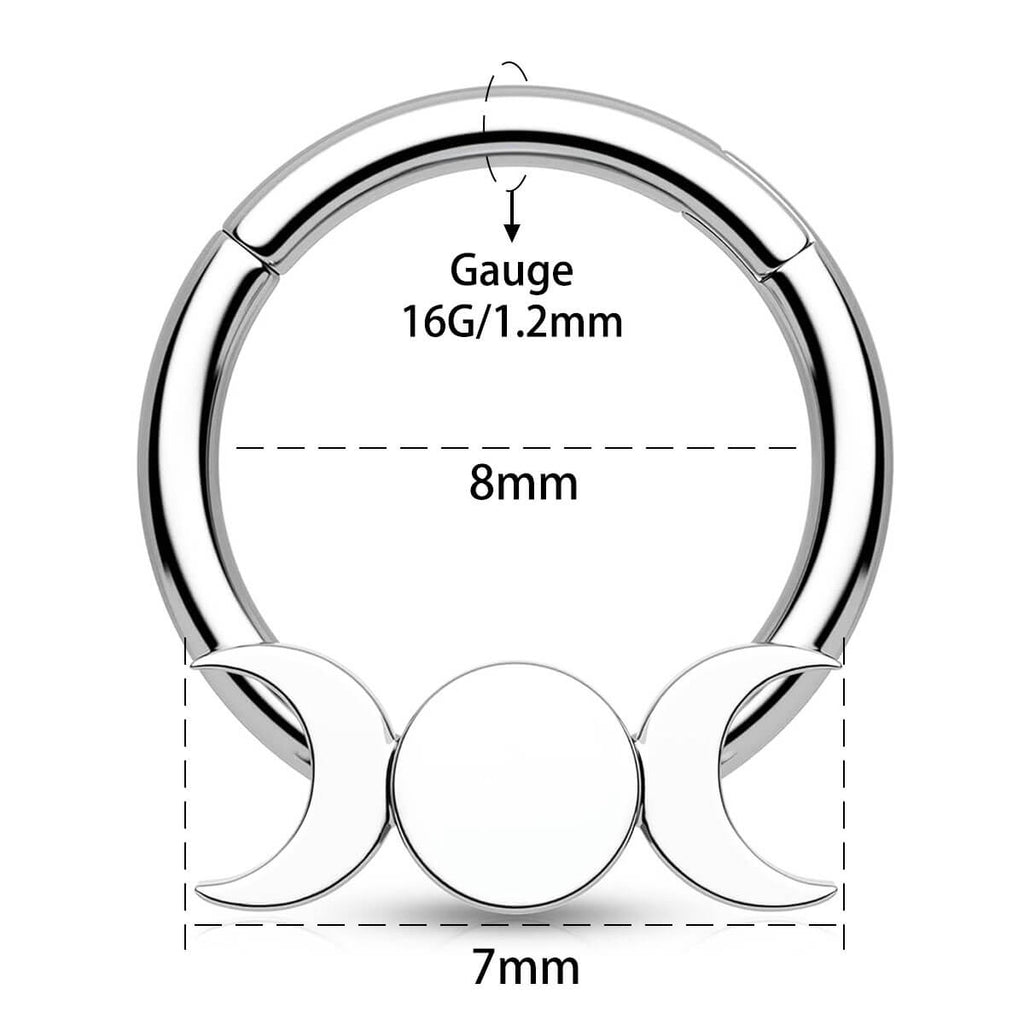 Flat Moon Phase Segment Septum Ring