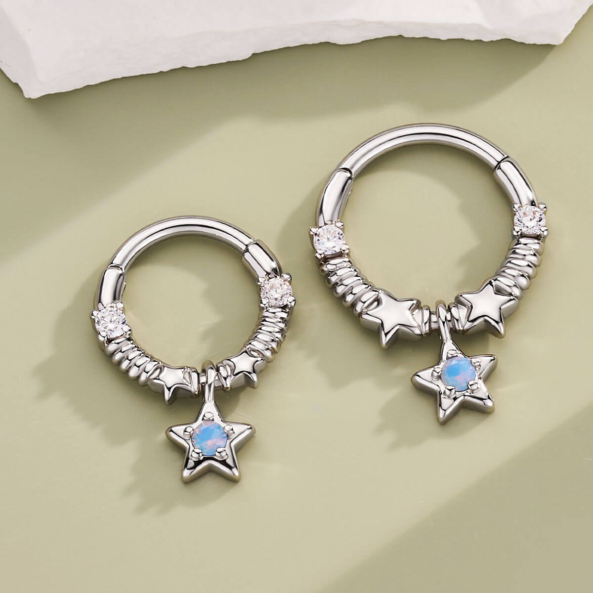 Fairy Synthetic Opal Star Hinged Segment Septum Ring